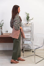 VALENTIN Khaki/Pink - Oversized Top