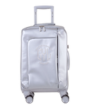 Valise Evasion GYL souple cabine 55 cm coloris argent vue de face avec logo GYL