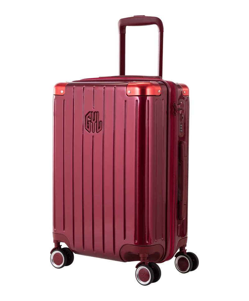 Valise Intemporelle en polycarbonate cabine 55 cm coloris dark red vue trois quarts