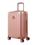 Valise Intemporelle en polycarbonate cabine 55 cm coloris rose gold vue trois quarts