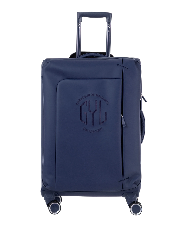 Valise Evasion GYL souple semaine 65 cm coloris marine vue de face avec logo GYL