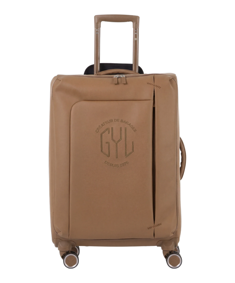 Valise Evasion GYL souple semaine 65 cm coloris moca vue de face avec logo GYL