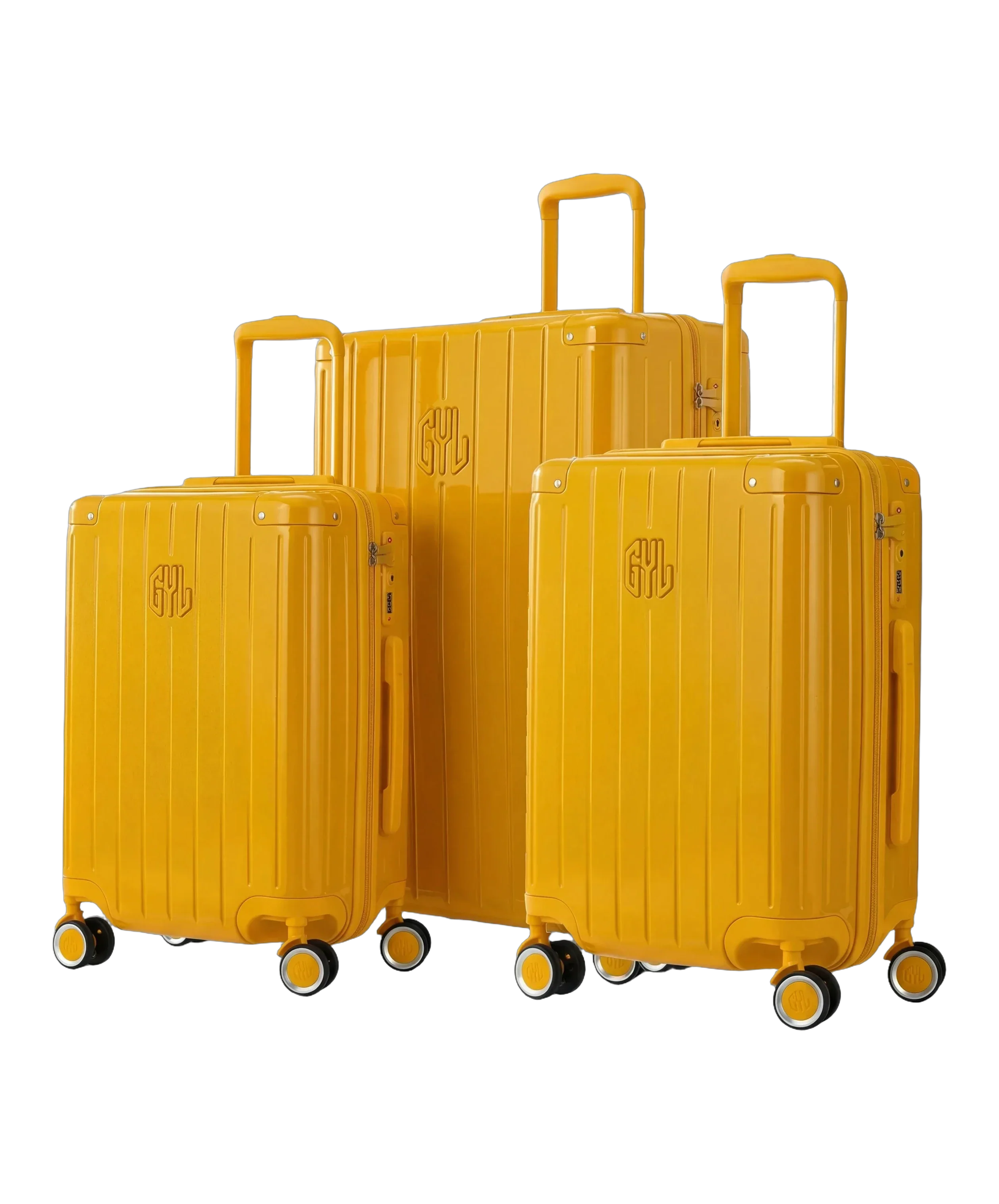 Set de 3 valises rigides Intemporelle jaune cabine semaine et soute face avant GYL