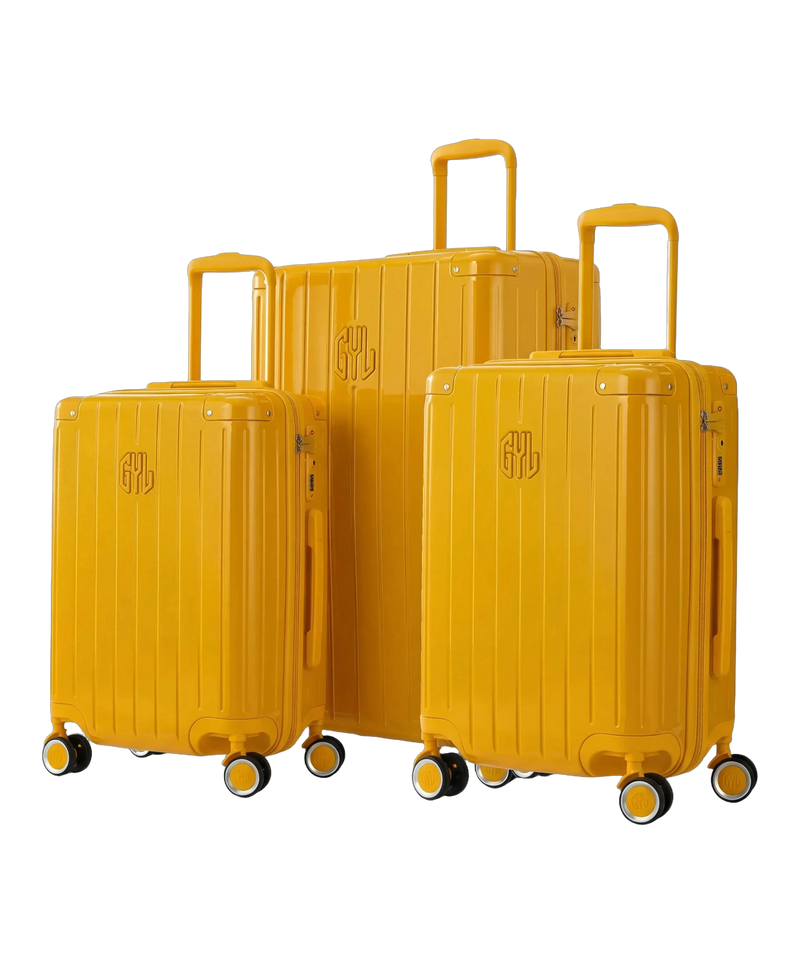 Set de 3 valises rigides Intemporelle jaune cabine semaine et soute face avant GYL