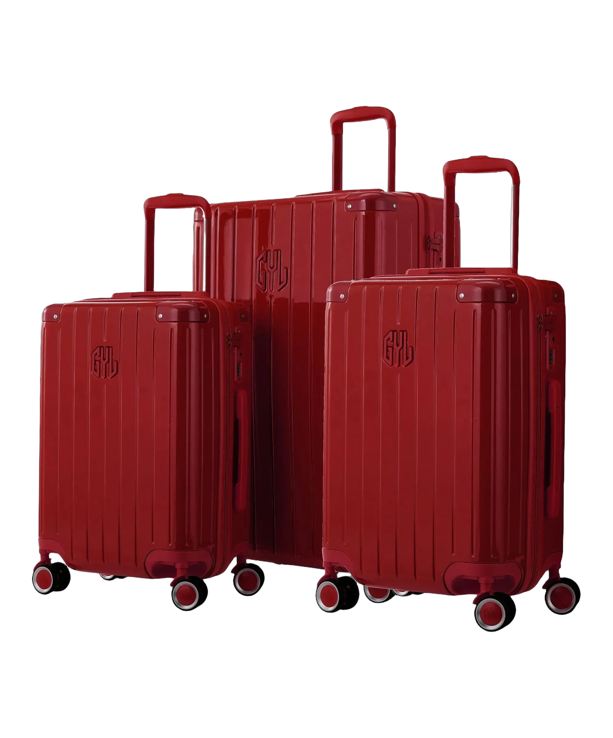 Set de 3 valises rigides Intemporelle rouge fonce cabine semaine et soute face avant GYL