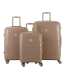 Valise Citadine en polypropylène set de 3 valises coloris champagne vue de dos arrière avec logo GYL