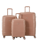 Valise Citadine en polypropylene set de 3 valises cabine semaine et soute coloris champagne vue de face du set complet