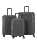 Valise Citadine en polypropylene set de 3 valises cabine semaine et soute coloris gris fonce vue de face du set complet