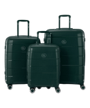 Valise Citadine en polypropylene set de 3 valises cabine semaine et soute coloris vert sapin vue de face du set complet