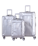 Valise Evasion GYL souple set de 3 valises cabine semaine et soute coloris argent vue de face du set complet