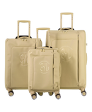 Valise Evasion GYL souple set de 3 valises cabine semaine et soute coloris champagne vue de face du set complet