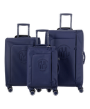 Valise Evasion GYL souple set de 3 valises cabine semaine et soute coloris marine vue de face du set complet