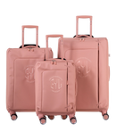 Valise Evasion GYL souple set de 3 valises cabine semaine et soute coloris rose-gold vue de face du set complet