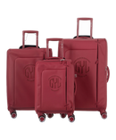 Valise Evasion GYL souple set de 3 valises cabine semaine et soute coloris rouge foncé vue de face du set complet