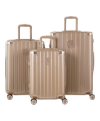 Valise Intemporelle en polycarbonate set de 3 valises cabine semaine et soute coloris champagne vue de face du set complet
