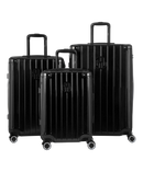 Valise Intemporelle en polycarbonate set de 3 valises cabine semaine et soute coloris noire vue de face du set complet