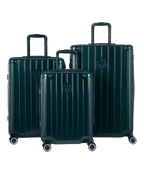 Valise Intemporelle en polycarbonate set de 3 valises cabine semaine et soute coloris vert sapin vue de face du set complet