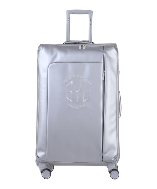 Valise Evasion GYL souple soute 75 cm coloris argent vue de face avec logo GYL