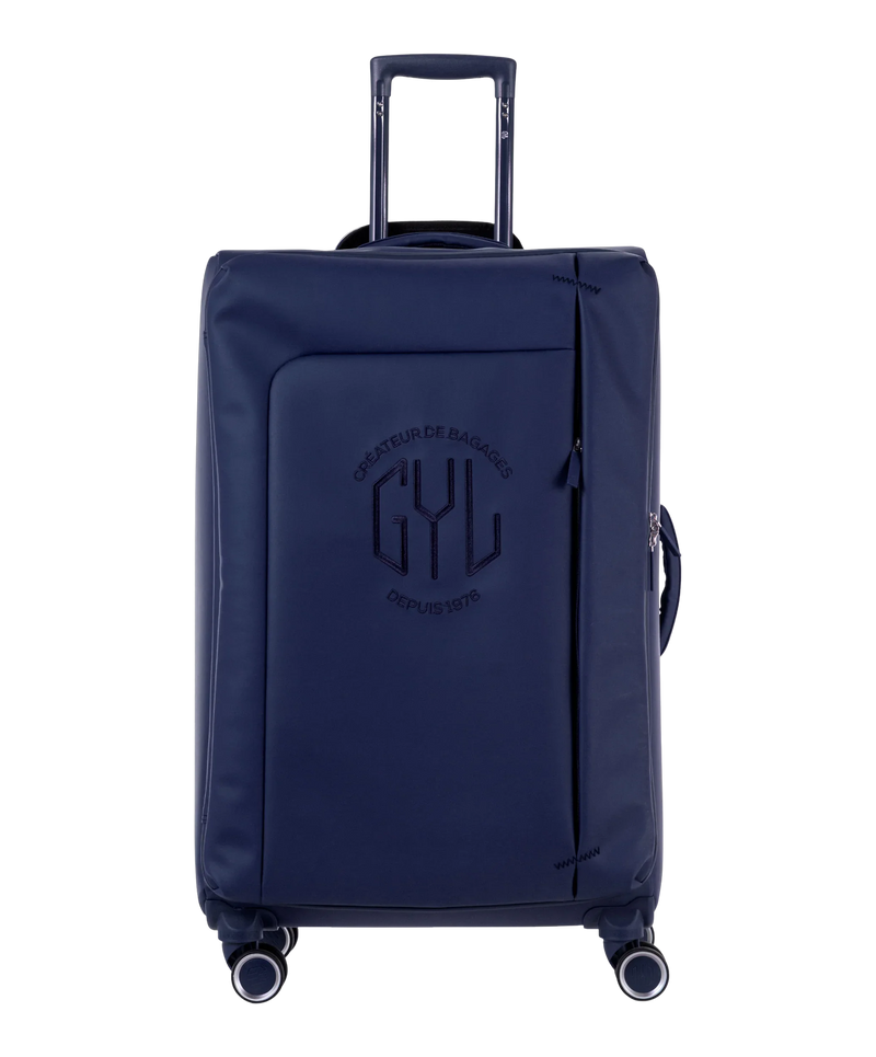 Valise Evasion GYL souple soute 75 cm coloris marine vue de face avec logo GYL