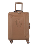 Valise Evasion GYL souple soute 75 cm coloris moca vue de face avec logo GYL