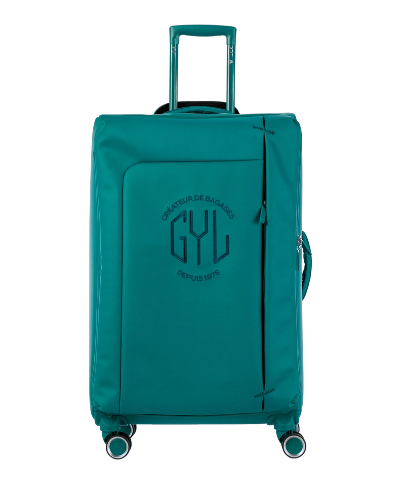 Valise Evasion GYL souple soute 75 cm coloris sapin vue de face avec logo GYL