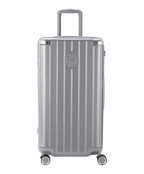 Valise Trunk GYL en polycarbonate Trunk L 75 cm coloris argent vue de face avec logo GYL