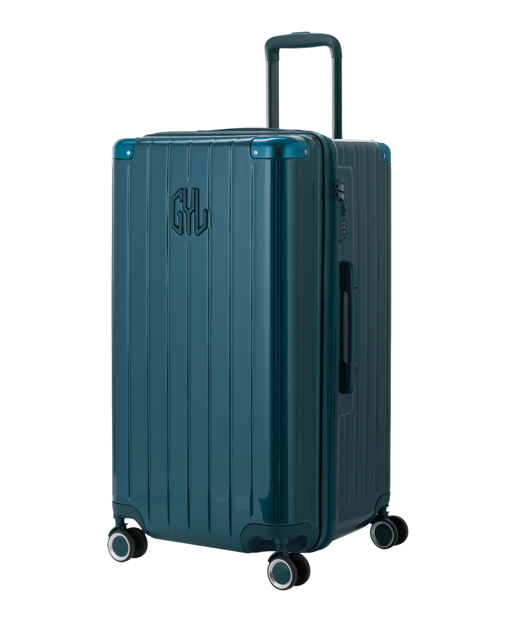 Valise Trunk L Intemporelle GYL en polycarbonate 71 cm coloris sapin vue trois quarts avant