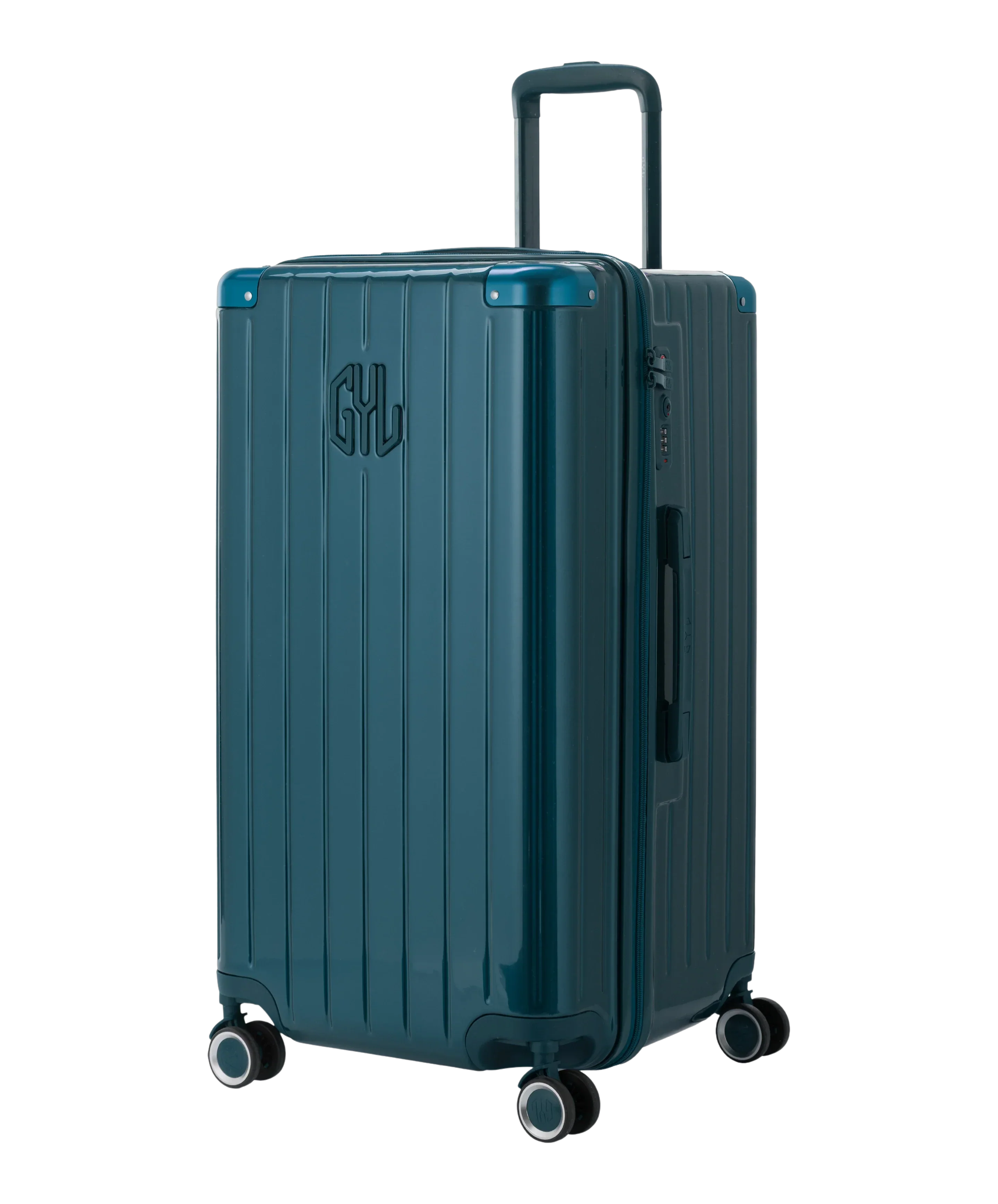 Valise Trunk L Intemporelle GYL en polycarbonate 71 cm coloris sapin vue trois quarts avant