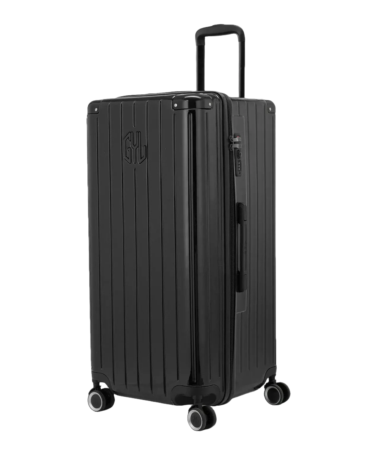 Valise trunk GYL taille XL noir vue trois quarts polycarbonate rigide