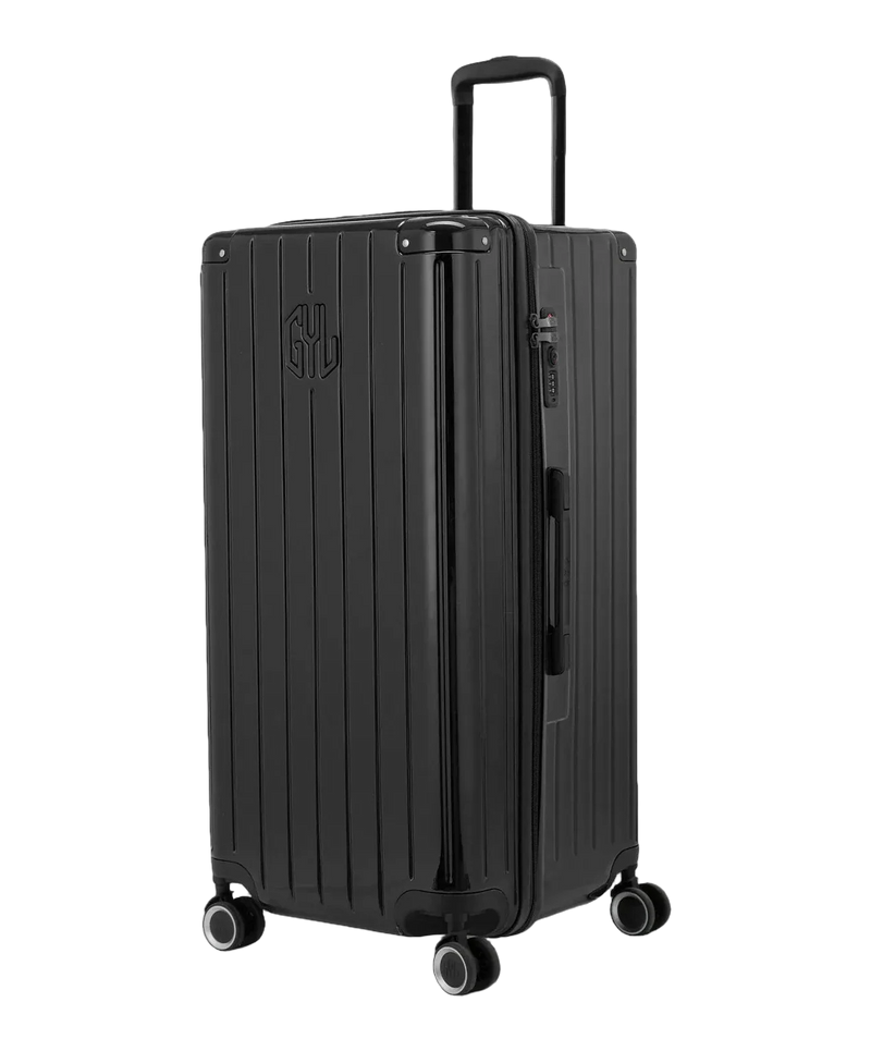 Valise trunk GYL taille XL noir vue trois quarts polycarbonate rigide
