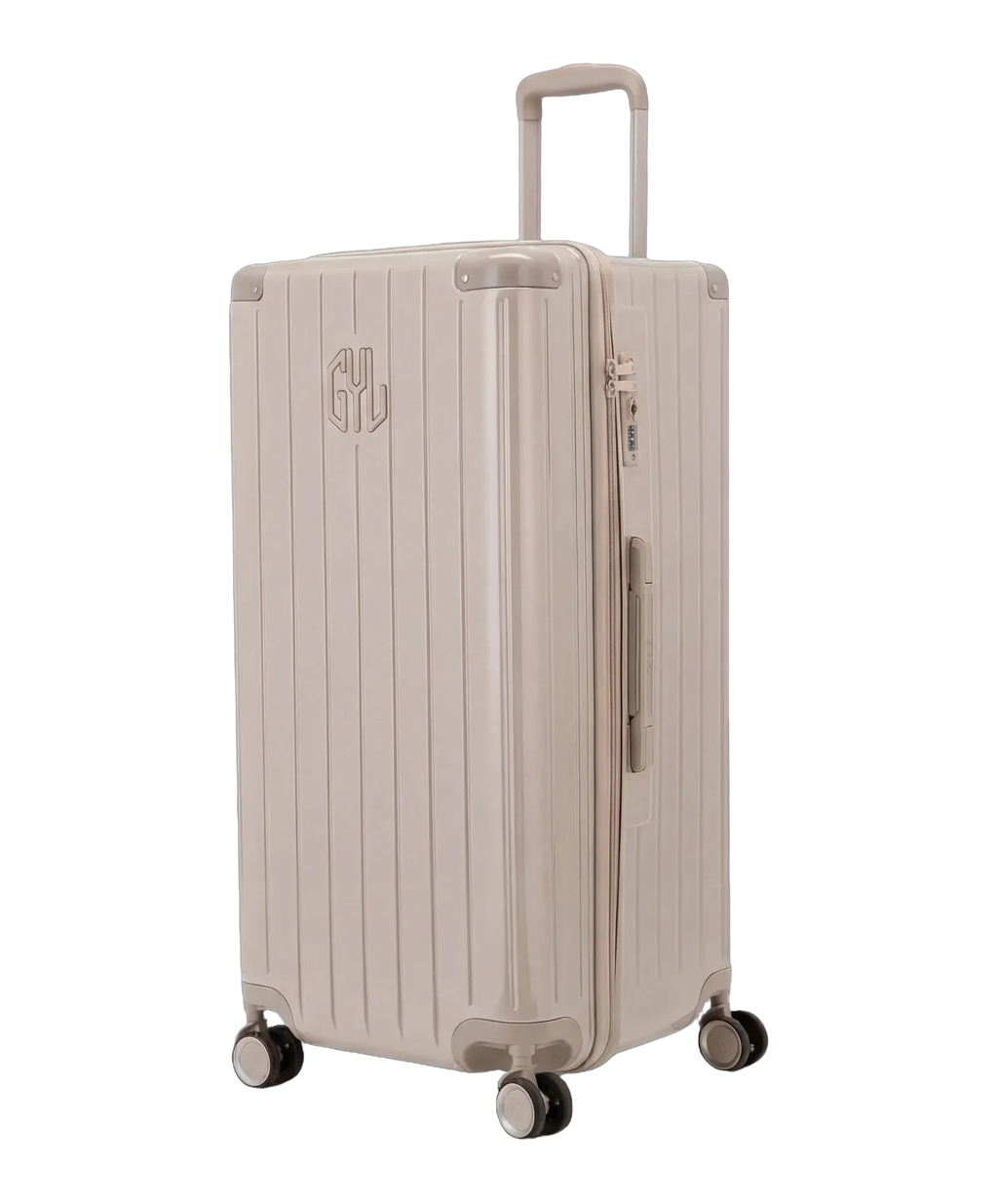 Valise trunk GYL taille XL nude vue trois quarts polycarbonate rigide
