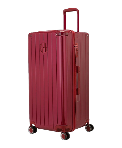 Valise trunk GYL taille XL rouge fonce vue trois quarts polycarbonate rigide