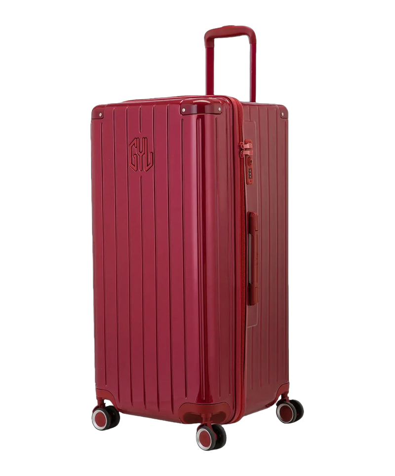 Valise trunk GYL taille XL rouge fonce vue trois quarts polycarbonate rigide