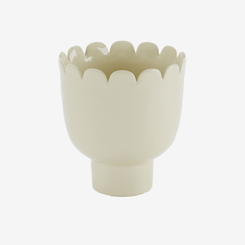 Round tulip-shaped flower vase on cream ceramic base - Potiron Paris, inexpensive design accessories for the contemporary home