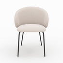 Chaise Victoria en tissu beige et pieds en métal noir (lot de 2)