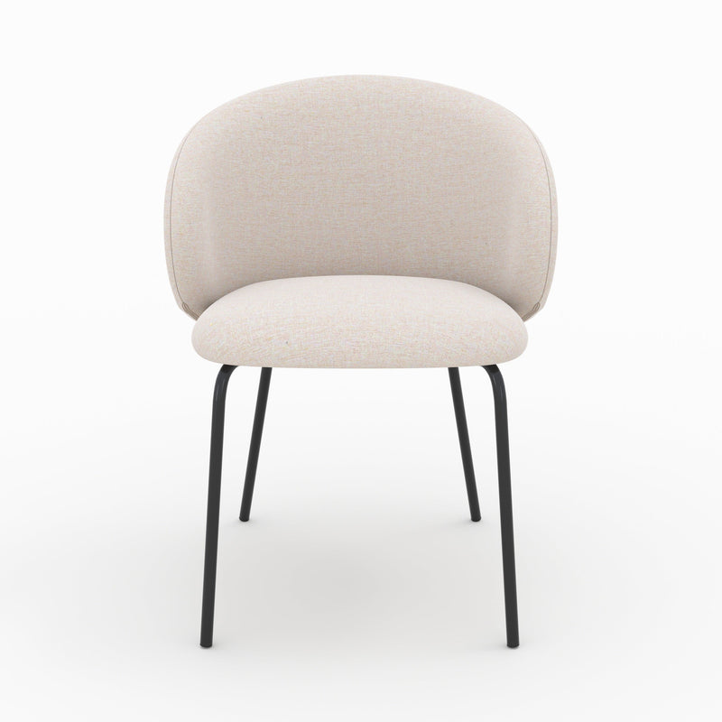 Chaise Victoria en tissu beige et pieds en métal noir (lot de 2)