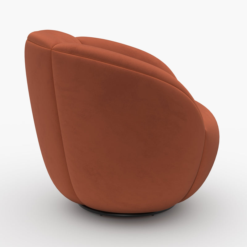 Fauteuil pivotant Ysé en velours rouge brique