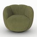 Fauteuil pivotant Ysé en velours vert olive foncé