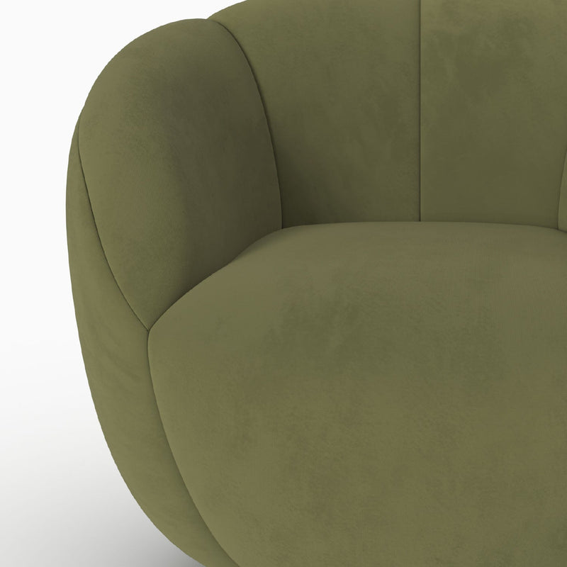 Fauteuil pivotant Ysé en velours vert olive foncé
