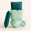 Eponge lavable double absorption vert avec support