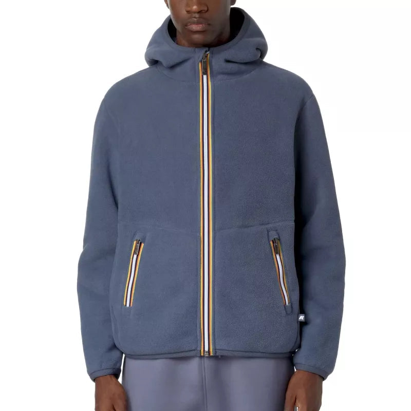Veste À Capuche Zippée K-Way Jack Sherpa Polar Reversible - Gris Bleu