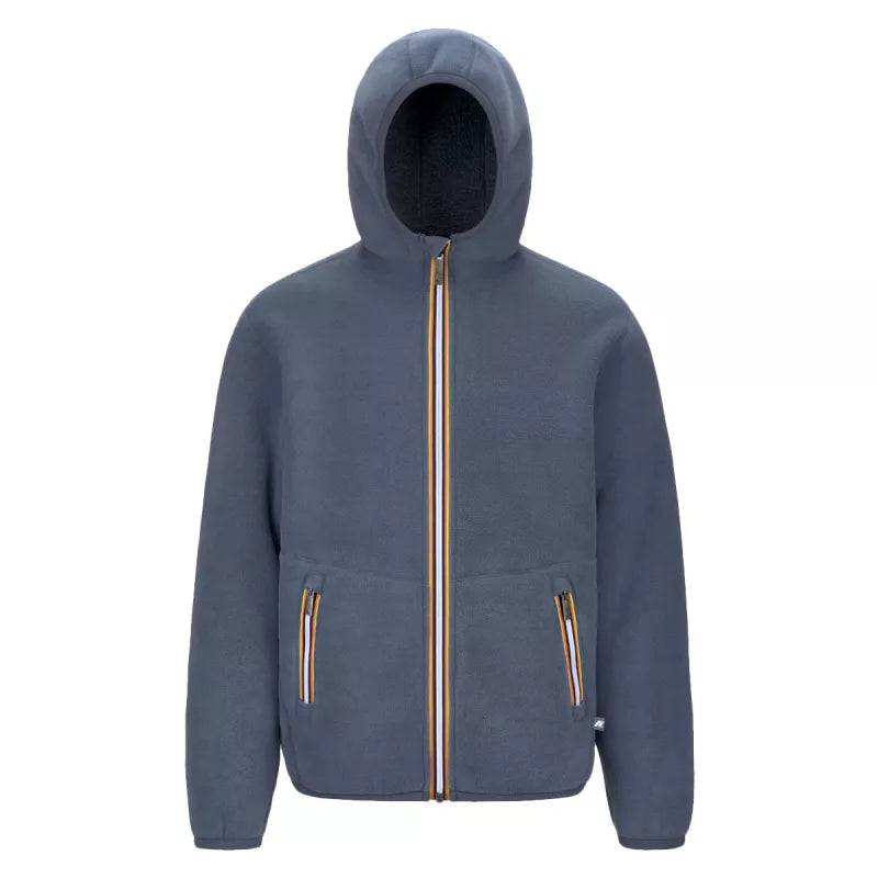 K-Way Jack Sherpa Polar Reversible Zip-Up Hooded Jacket - Grey Blue