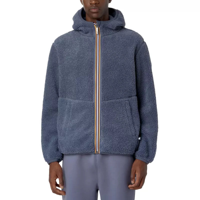 K-Way Jack Sherpa Polar Reversible Zip-Up Hooded Jacket - Grey Blue