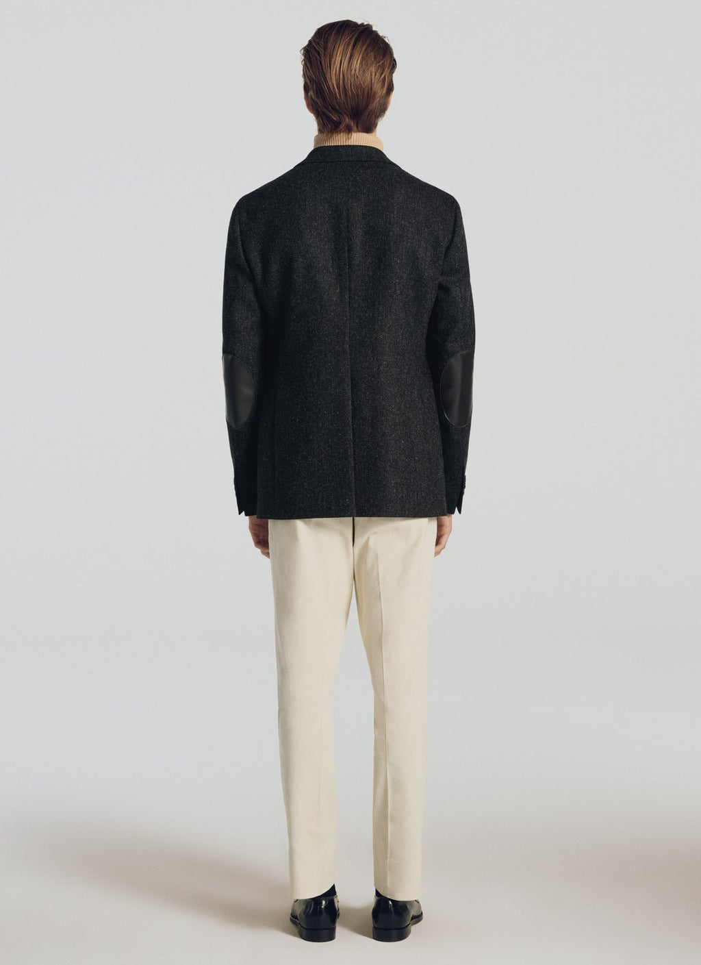 Fursac - Chaqueta gris con parche en el codo de lana cepillada - Gris antracita, estampado de chevrón