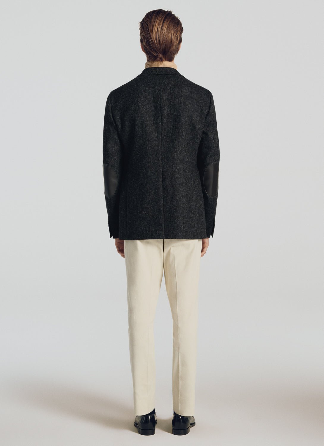 Fursac - Chaqueta gris con parche en el codo de lana cepillada - Gris antracita, estampado de chevrón