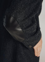 Fursac - Chaqueta gris con parche en el codo de lana cepillada - Gris antracita, estampado de chevrón