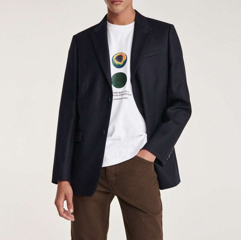 Chaqueta Azul Marino con Cuello Clásico - Hombre