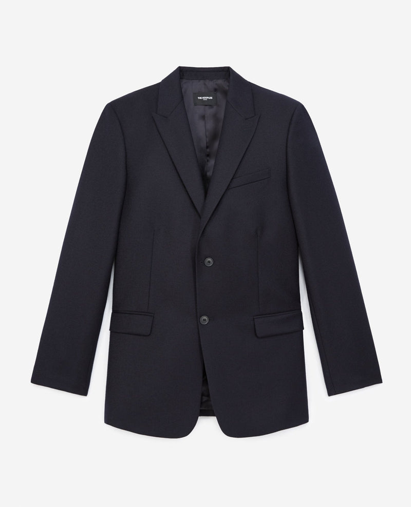 Chaqueta Azul Marino con Cuello Clásico - Hombre