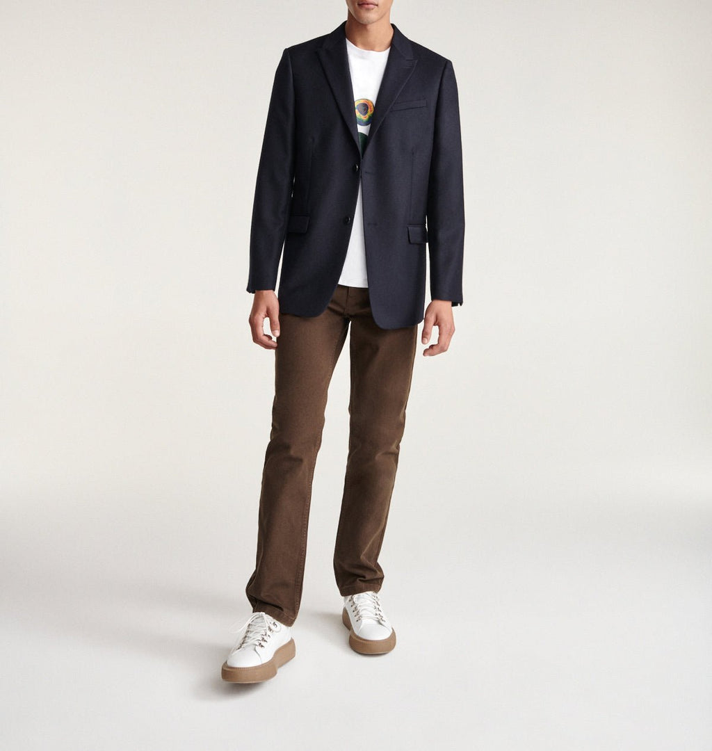 Chaqueta Azul Marino con Cuello Clásico - Hombre