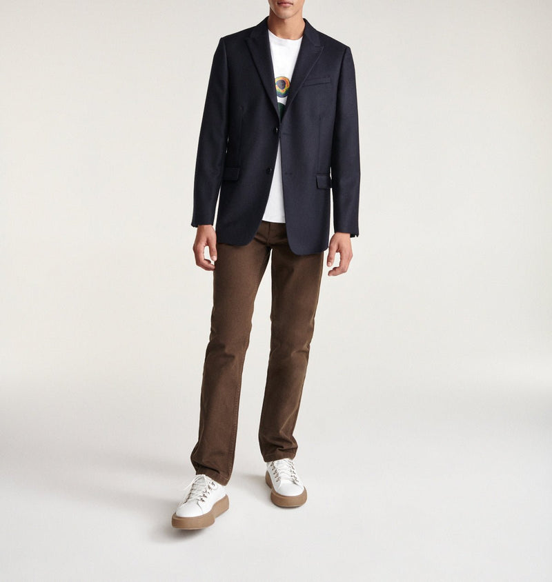 Chaqueta Azul Marino con Cuello Clásico - Hombre